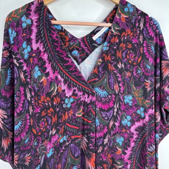 Peruvian Connection Maxi Dress XS/S Thebes Caftan Paisley Purple Boho Lagenlook - Picture 3 of 11